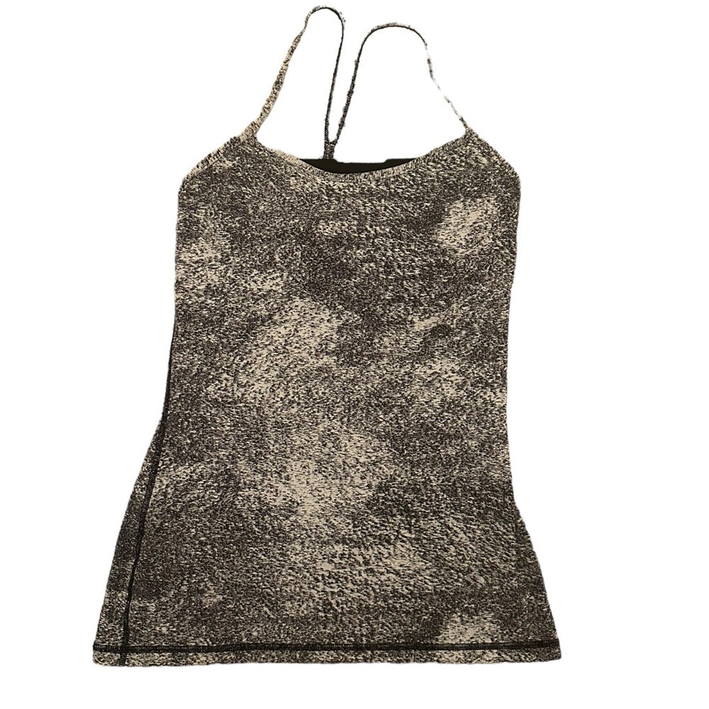 Women’s EUC Lululemon Power Y Black/White Motif Tank Top Sz 8